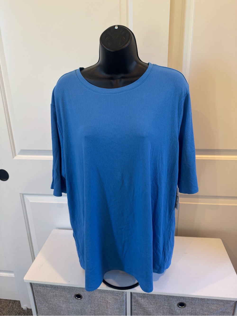 Nine West Bright Blue Short Sleeve Crewneck Top